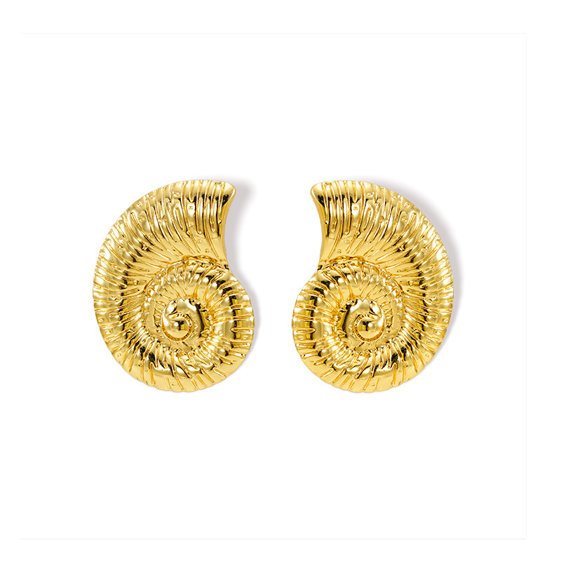Pendientes de caracol de caracol estilo centro turístico, pendientes de acero de titanio de 18 quilates, joyería de fundición al por mayor  ACRE/38-227