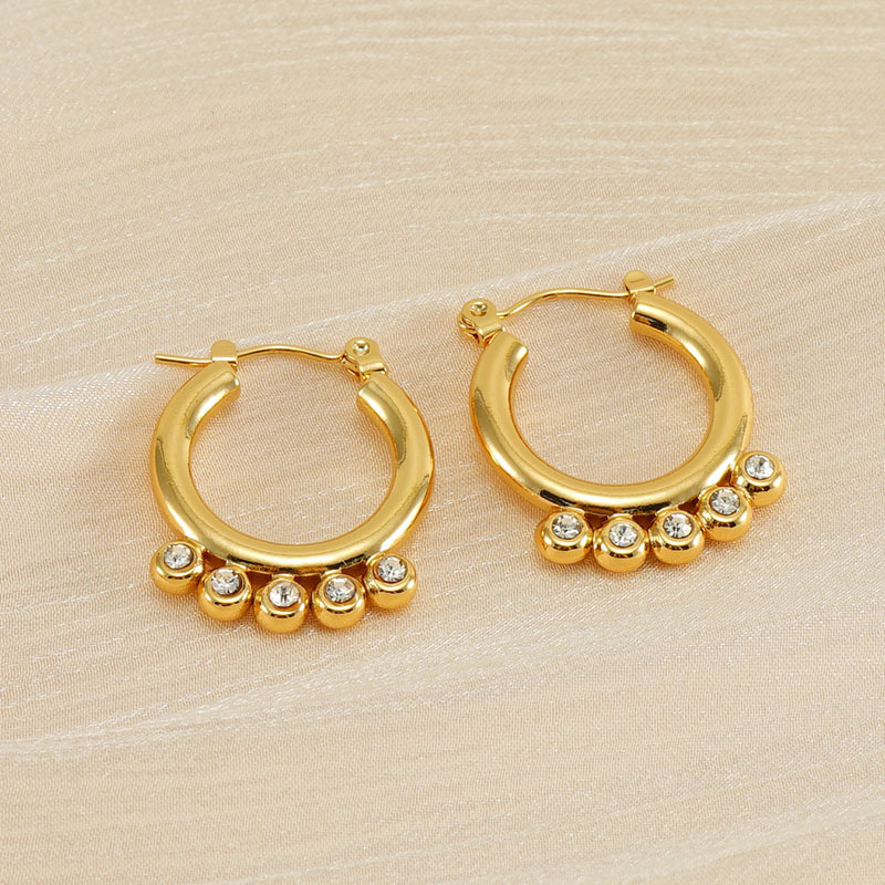 Pendientes de diamantes, acero de titanio fundido, joyería redonda de bambú al por mayor  ACRE/38-241