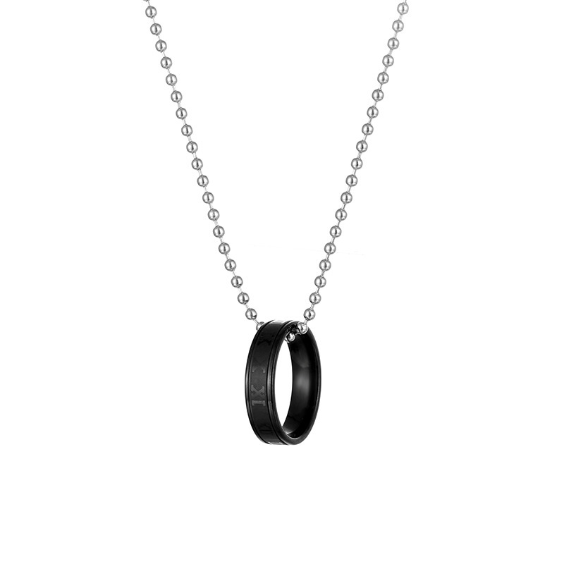 Collar con números romanos, colgante para hombre y mujer, acero inoxidable, anillo negro con cadena de platino  ACRN/42-242