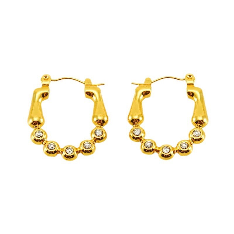 Pendientes de diamantes, acero de titanio fundido, joyería redonda de bambú al por mayor  ACRE/38-241