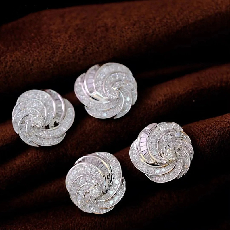 Joyas de cobre, micropavé de circonitas, pendientes de caracol giratorios, pendientes ligeros de lujo, pendientes geométricos de diamantes brillantes  COPE/44-257