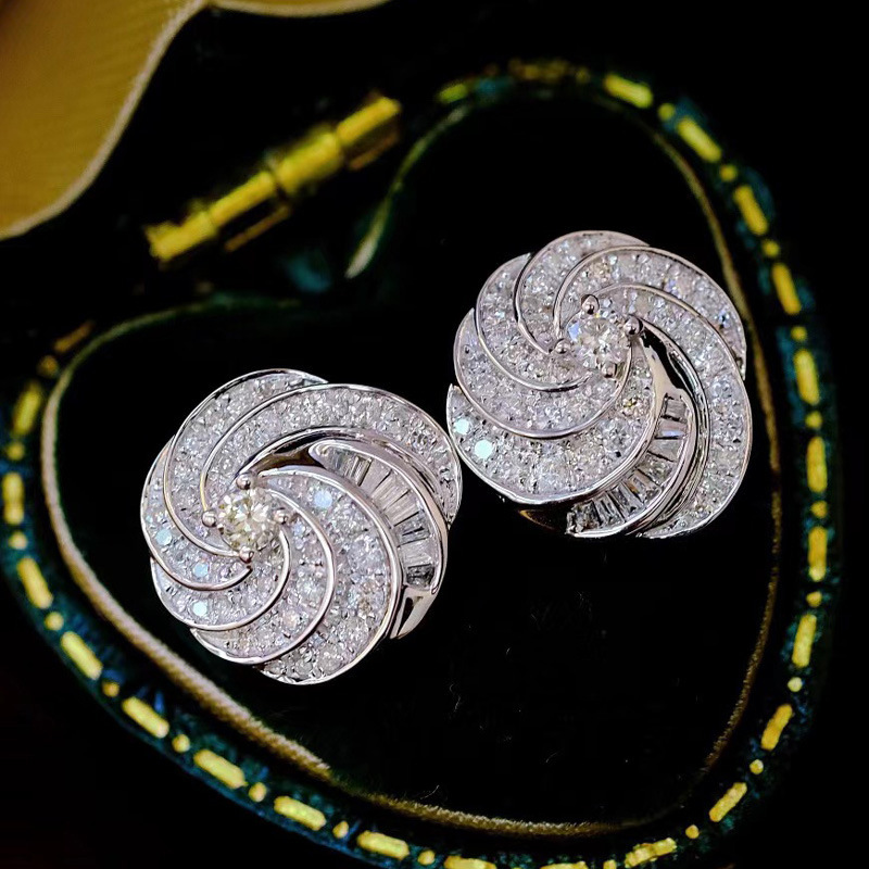 Joyas de cobre, micropavé de circonitas, pendientes de caracol giratorios, pendientes ligeros de lujo, pendientes geométricos de diamantes brillantes  COPE/44-257