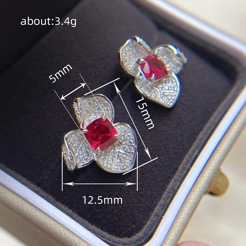 Joyas de cobre, aretes de diamantes ligeros de lujo ligeramente tachonados, aretes de pétalos de flores  COPE/44-252
