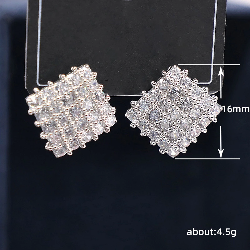 Joyas de cobre, pendientes de rombos geométricos, pendientes vintage de hilera de diamantes con microincrustaciones de circonio  COPE/44-255