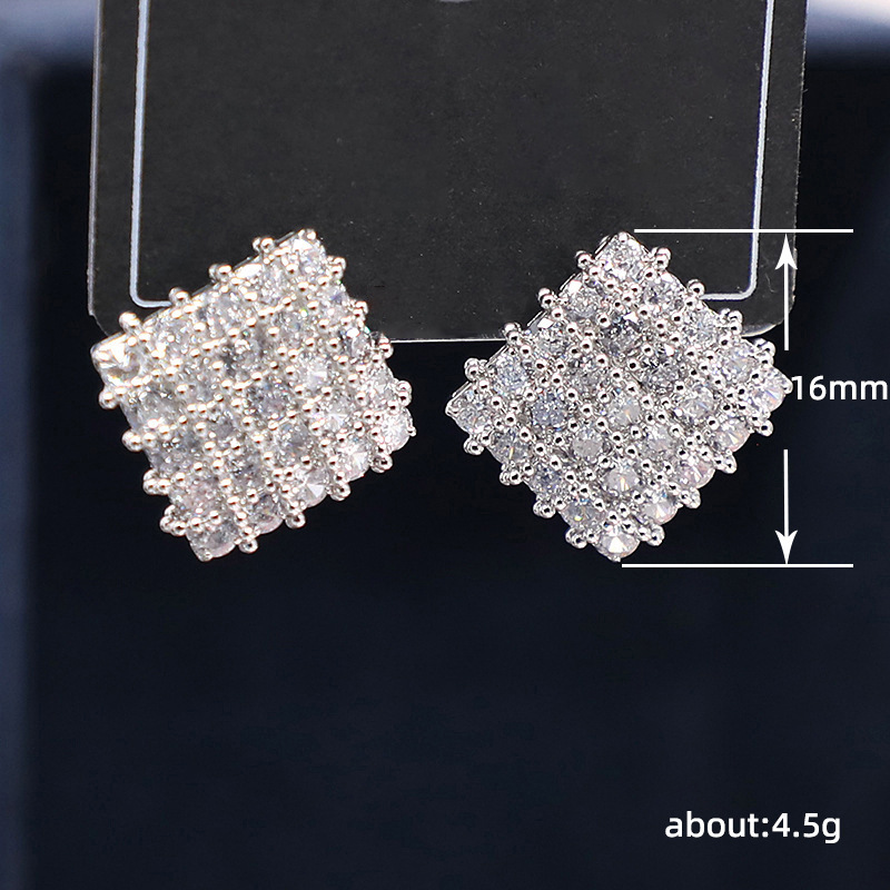 Joyas de cobre, pendientes de rombos geométricos, pendientes vintage de hilera de diamantes con microincrustaciones de circonio  COPE/44-255