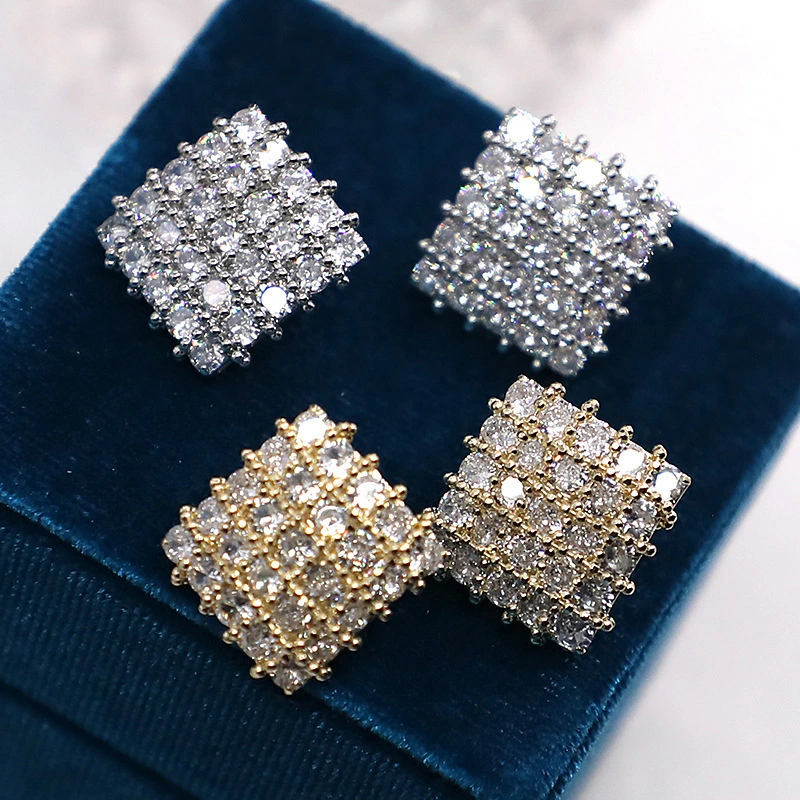 Joyas de cobre, pendientes de rombos geométricos, pendientes vintage de hilera de diamantes con microincrustaciones de circonio  COPE/44-255