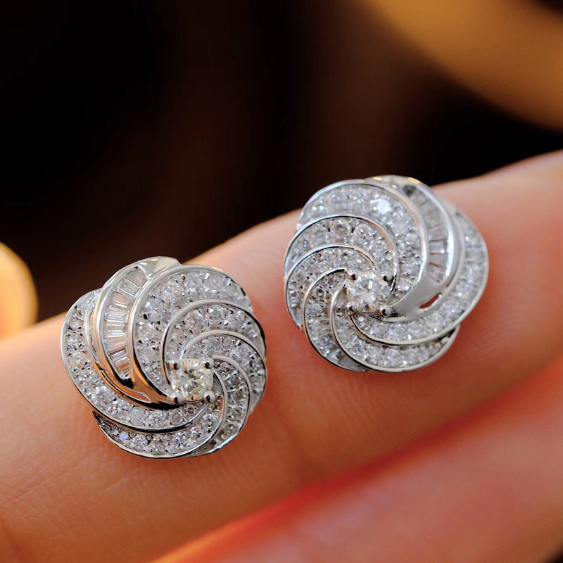 Joyas de cobre, micropavé de circonitas, pendientes de caracol giratorios, pendientes ligeros de lujo, pendientes geométricos de diamantes brillantes  COPE/44-257