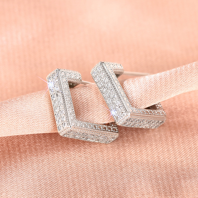 Joyería de cobre, aretes de diamantes con microtachuelas, súper brillo de la industria pesada, aretes cuadrados de lujo  COPE/44-256
