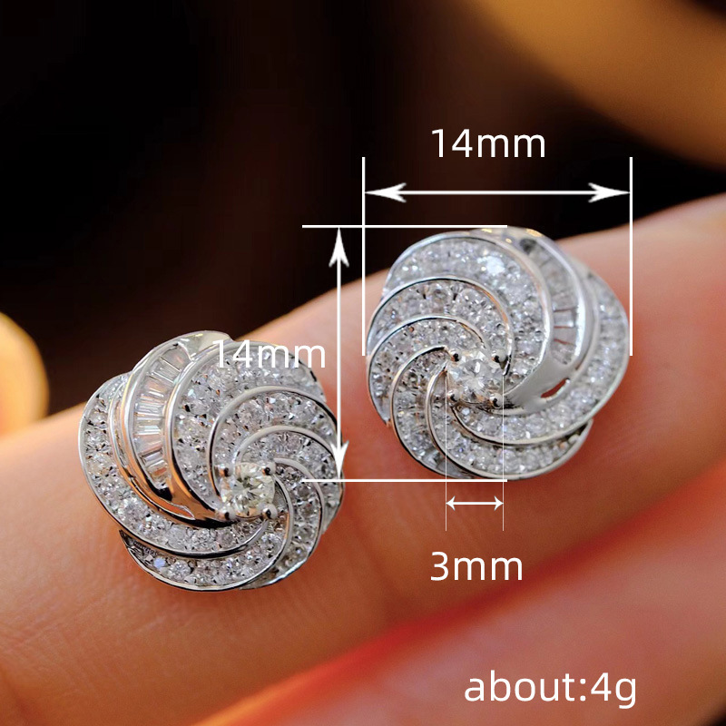 Joyas de cobre, micropavé de circonitas, pendientes de caracol giratorios, pendientes ligeros de lujo, pendientes geométricos de diamantes brillantes  COPE/44-257