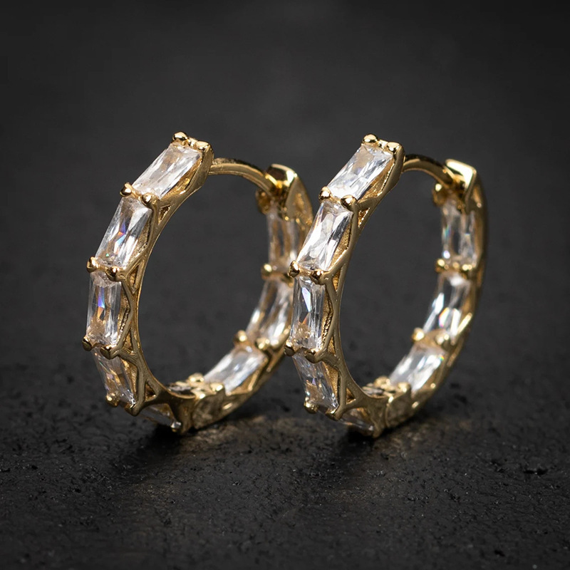 Joyas de cobre, aretes con diamantes, versátiles y elegantes, aretes geométricos de bambú.  COPE/44-260