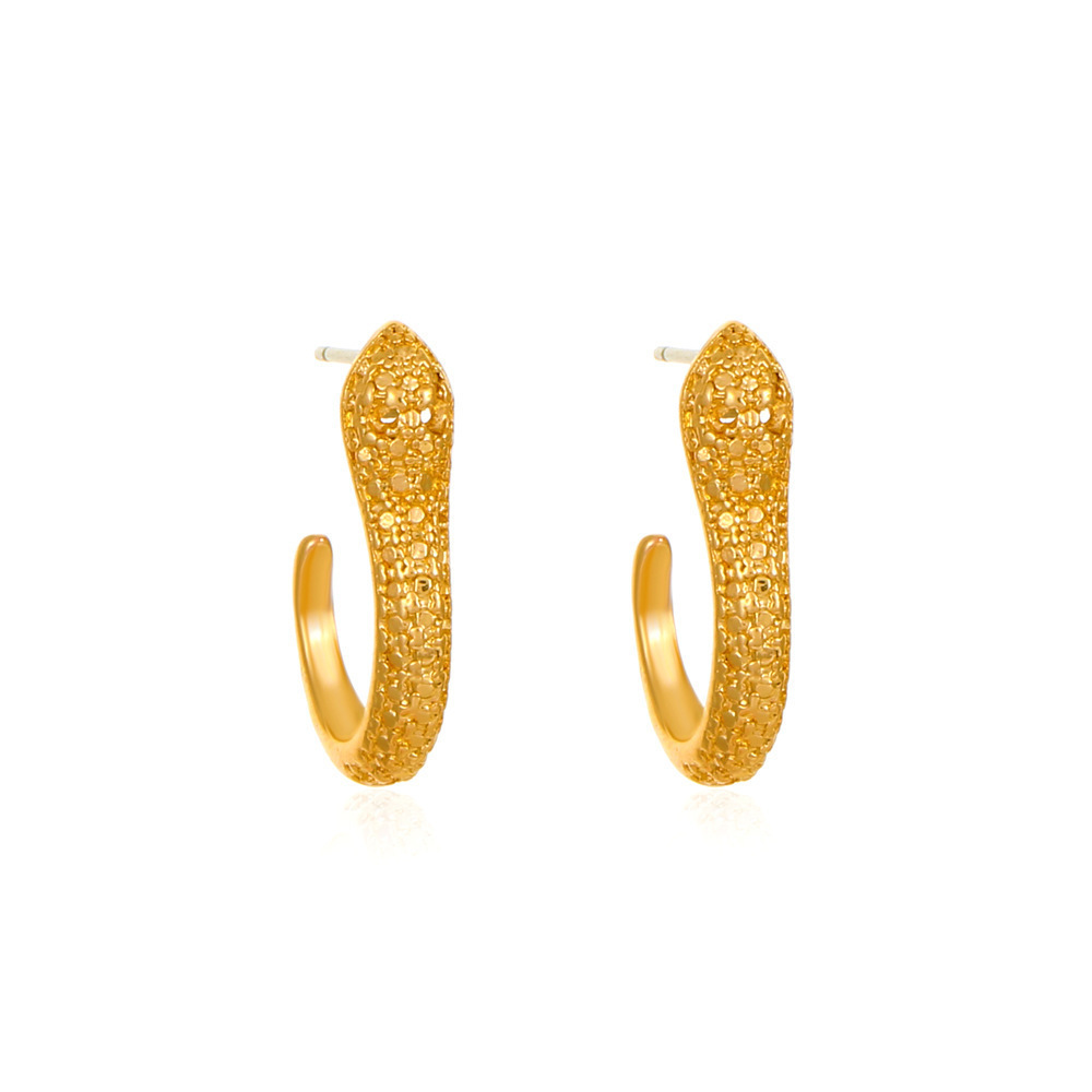 Joyas de cobre, pendientes con micropavé de circonitas en forma de serpiente, sencillos y versátiles, pendientes ligeros de lujo para hombre y mujer, pendientes de calle  COPE/11-268