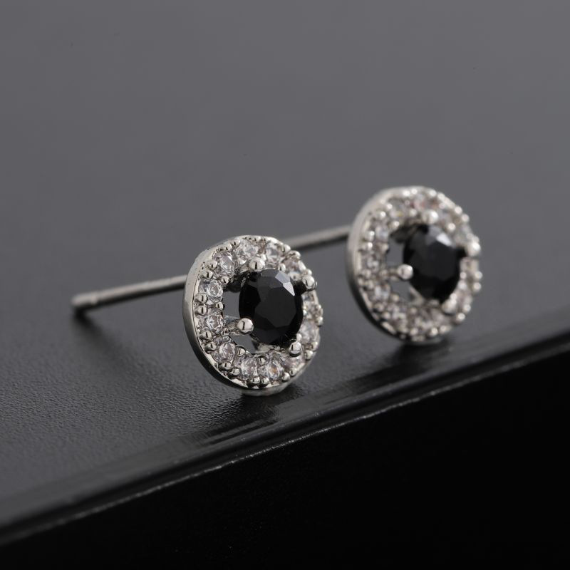 Joyas de cobre, pendientes de diamantes con microtachuelas, circonitas negras para hombre, antialérgicos, pendientes versátiles, accesorios sencillos  COPE/11-270