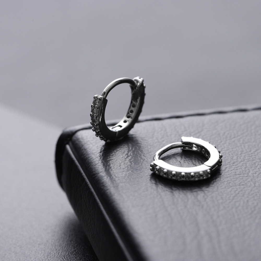 Joyas de cobre, pendientes de aro lisos con diamantes, sencillos y versátiles, pendientes ligeros de lujo para hombre y mujer, pendientes de calle  COPE/11-267