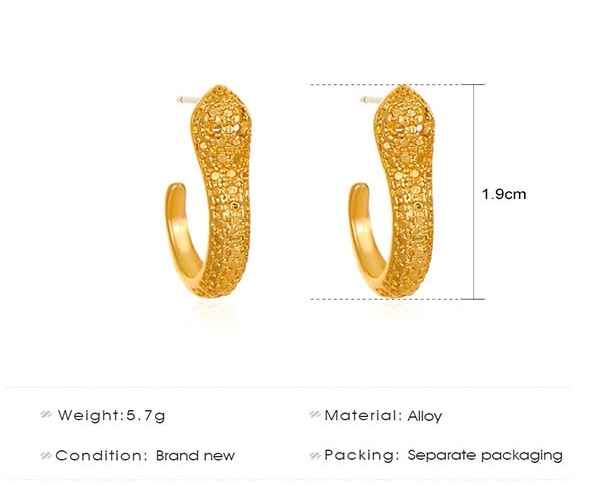 Joyas de cobre, pendientes con micropavé de circonitas en forma de serpiente, sencillos y versátiles, pendientes ligeros de lujo para hombre y mujer, pendientes de calle  COPE/11-268