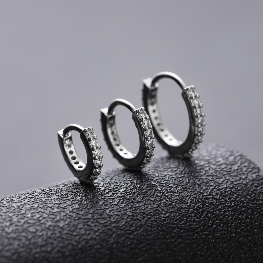 Joyas de cobre, pendientes de aro lisos con diamantes, sencillos y versátiles, pendientes ligeros de lujo para hombre y mujer, pendientes de calle  COPE/11-267