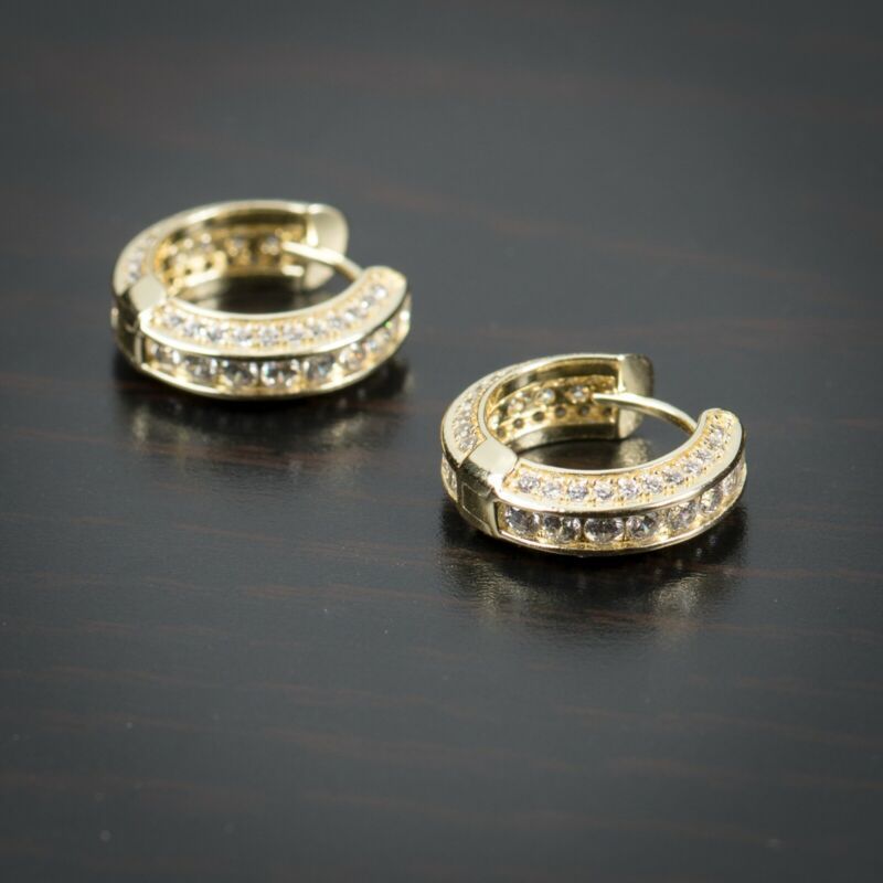 Joyería de cobre, diseño hueco, pendientes de circonita con incrustaciones completas, pendientes unisex  COPE/44-264
