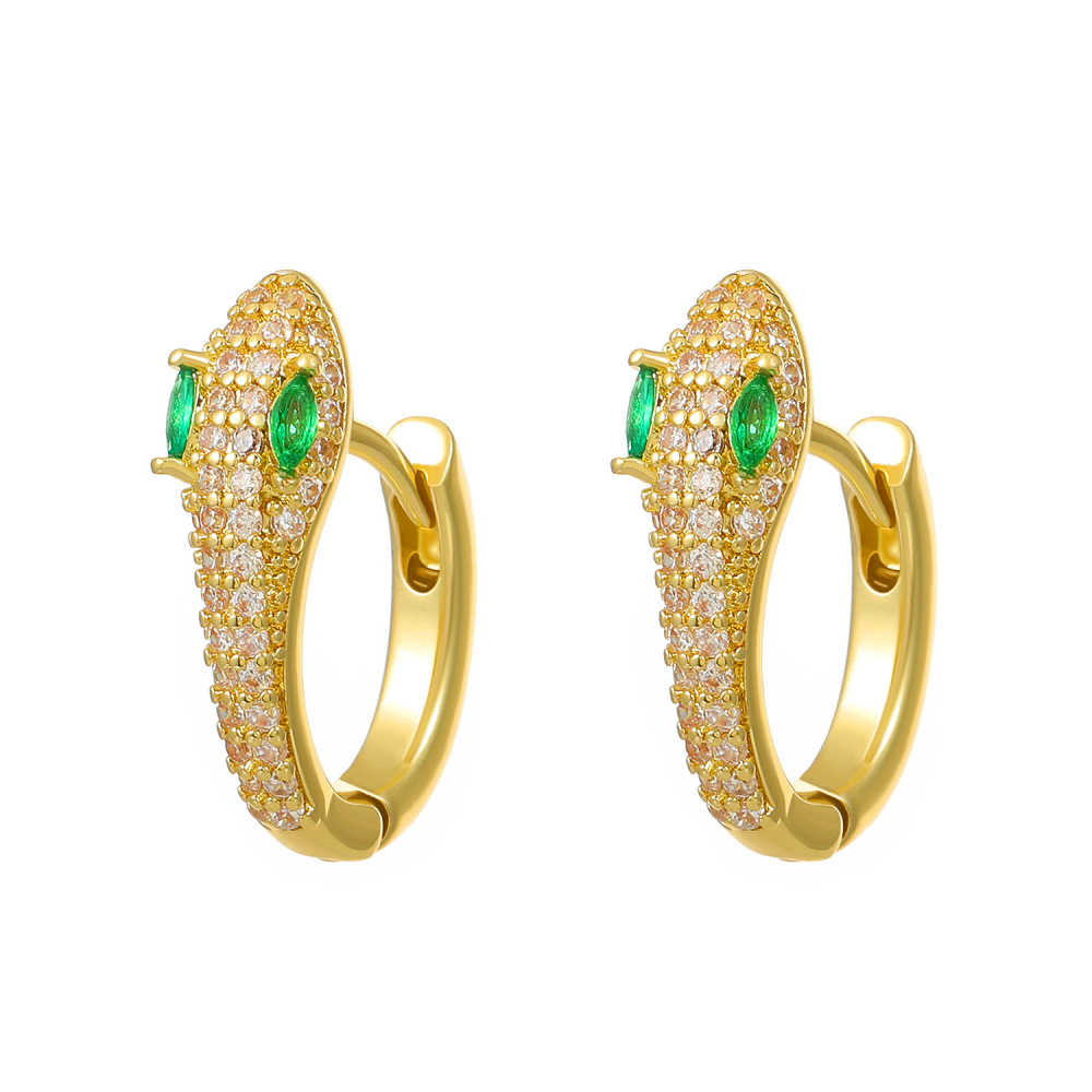 Joyas de cobre, pendientes con micropavé de circonitas en forma de serpiente, sencillos y versátiles, pendientes ligeros de lujo para hombre y mujer, pendientes de calle  COPE/11-268