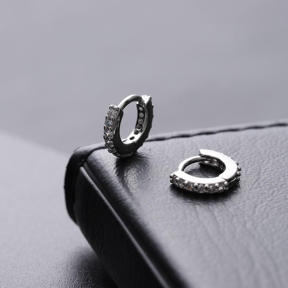 Joyas de cobre, pendientes de aro lisos con diamantes, sencillos y versátiles, pendientes ligeros de lujo para hombre y mujer, pendientes de calle  COPE/11-267