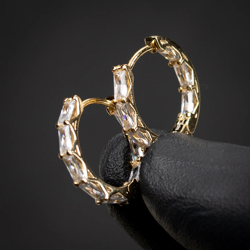 Joyas de cobre, aretes con diamantes, versátiles y elegantes, aretes geométricos de bambú.  COPE/44-260