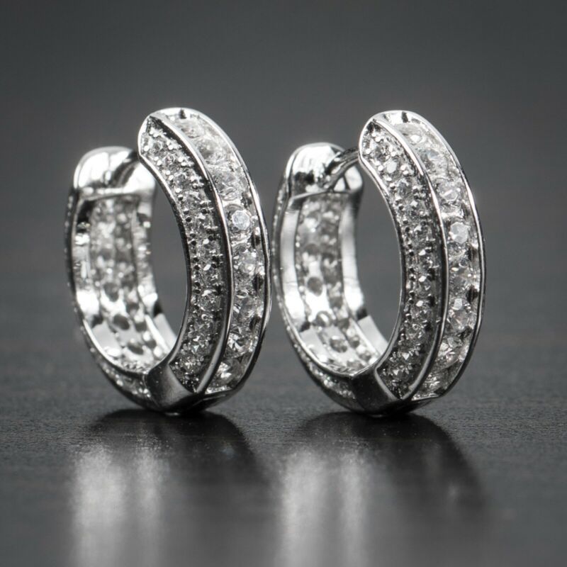 Joyería de cobre, diseño hueco, pendientes de circonita con incrustaciones completas, pendientes unisex  COPE/44-264
