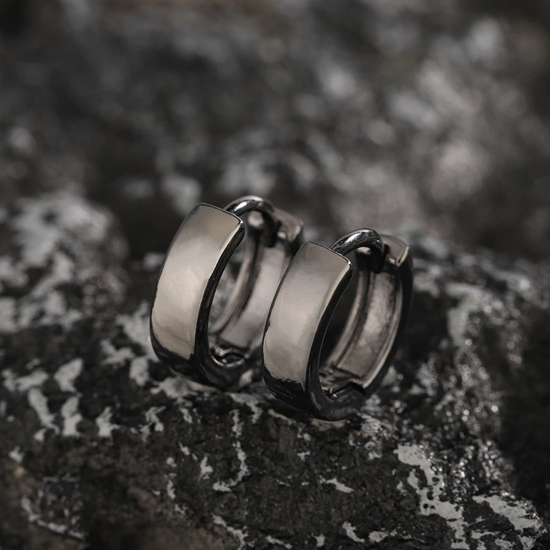 Joyas de cobre, pendientes de aro lisos espejo, estilo simple y clásico para hombre, accesorios versátiles de estilo neutro, accesorios de lujo ligeros personalizados  COPE/11-269