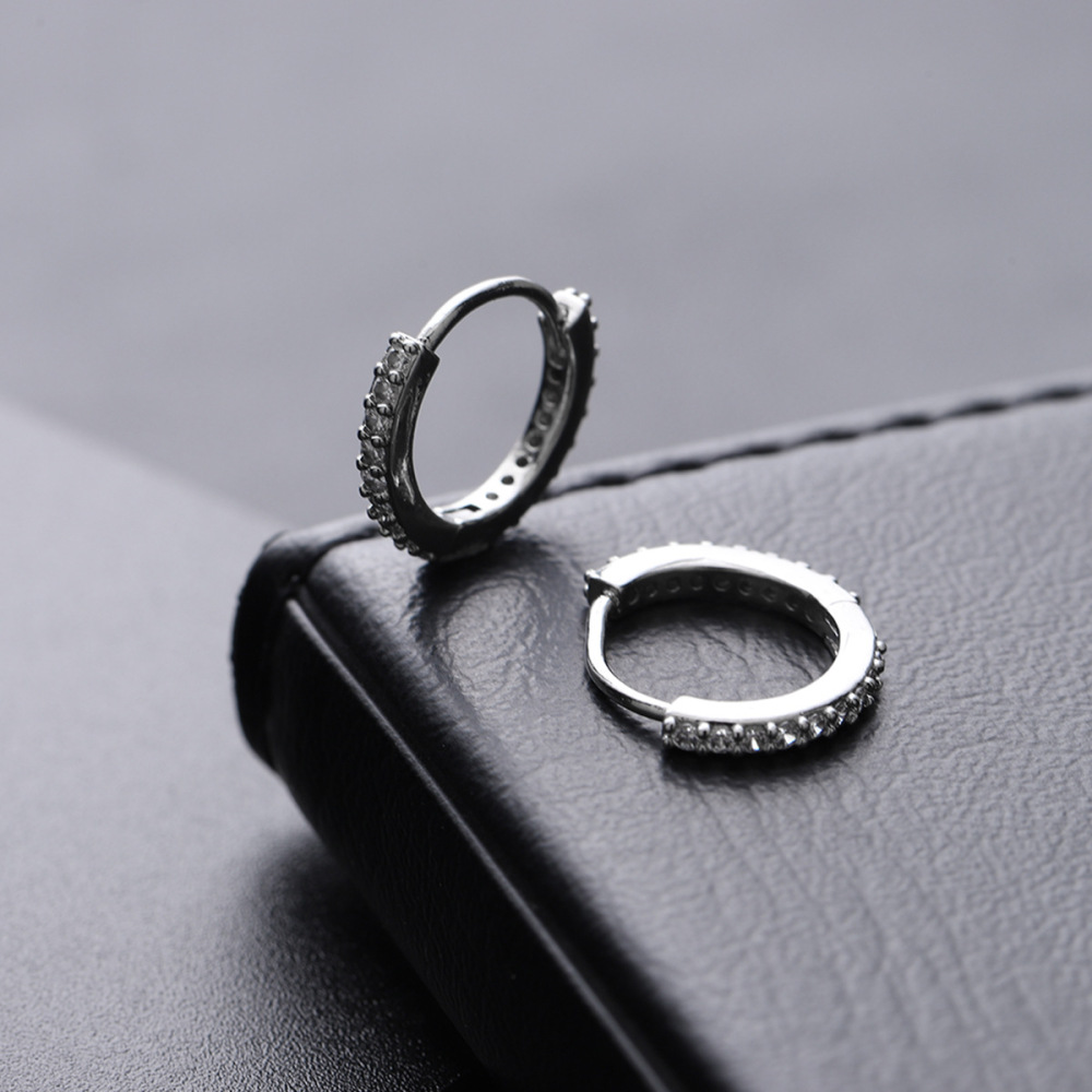 Joyas de cobre, pendientes de aro lisos con diamantes, sencillos y versátiles, pendientes ligeros de lujo para hombre y mujer, pendientes de calle  COPE/11-267