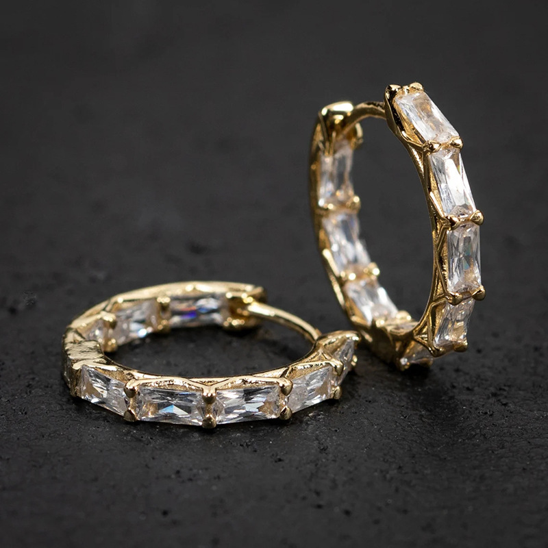 Joyas de cobre, aretes con diamantes, versátiles y elegantes, aretes geométricos de bambú.  COPE/44-260