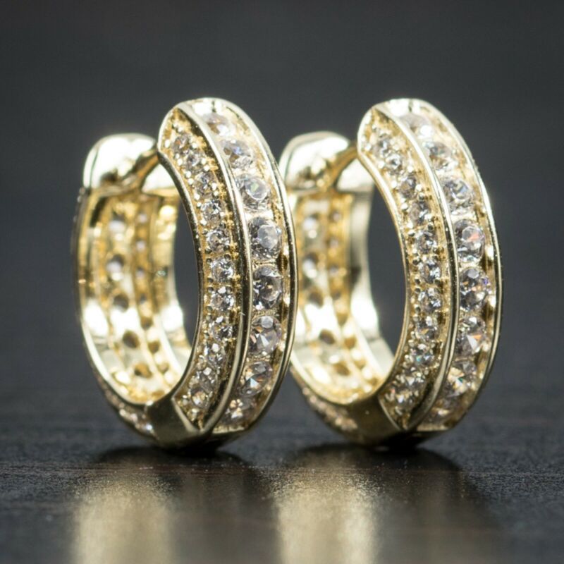 Joyería de cobre, diseño hueco, pendientes de circonita con incrustaciones completas, pendientes unisex  COPE/44-264