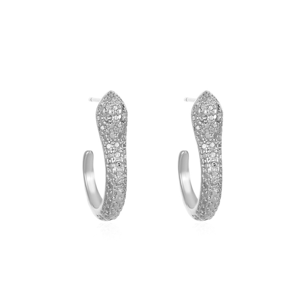Joyas de cobre, pendientes con micropavé de circonitas en forma de serpiente, sencillos y versátiles, pendientes ligeros de lujo para hombre y mujer, pendientes de calle  COPE/11-268