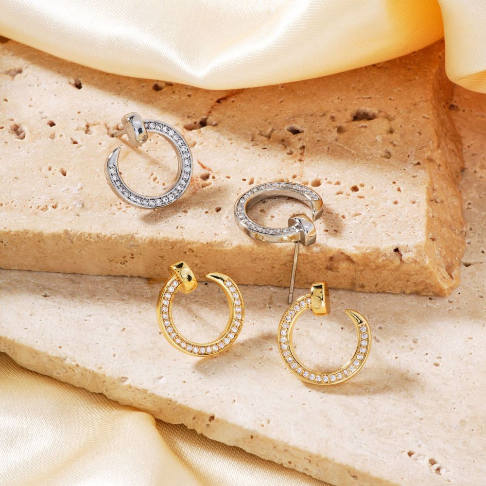 Joyas de cobre, micropavé de circonitas, pendientes de uñas, tendencias de moda, temperamento versátil, pendientes y pendientes  COPE/46-286