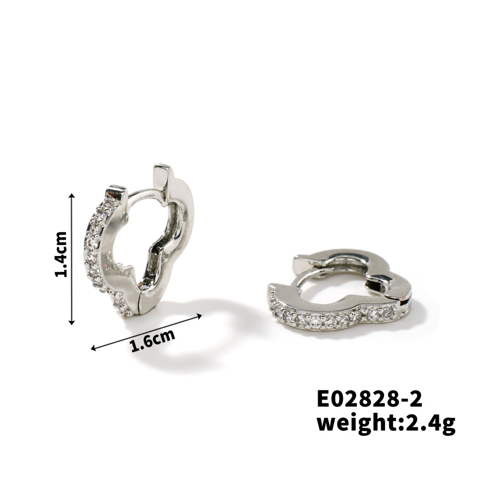 Joyería de cobre, moderna y versátil, diseño de nube geométrica, pendientes de circonita con incrustaciones de cobre, pendientes simples  COPE/46-276