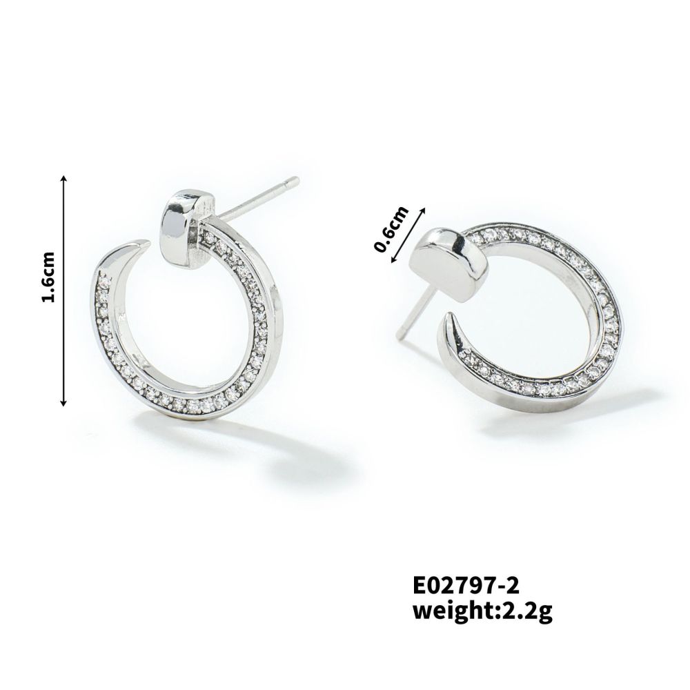 Joyas de cobre, micropavé de circonitas, pendientes de uñas, tendencias de moda, temperamento versátil, pendientes y pendientes  COPE/46-286