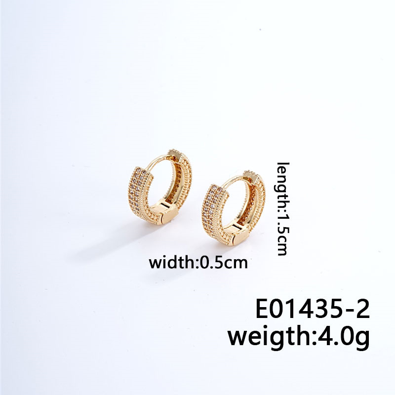Joyas de cobre, doble hilera de diamantes con micropavé, aretes modernos y lujosos.  COPE/46-285