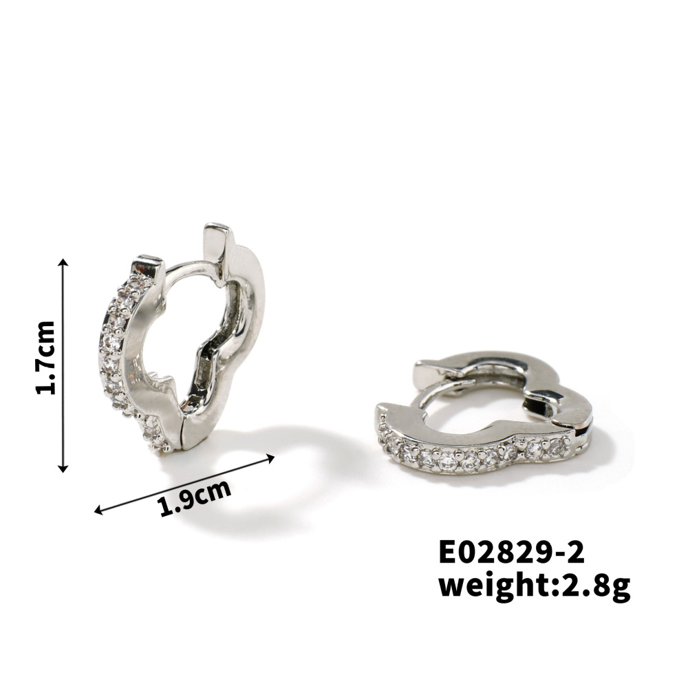 Joyería de cobre, moderna y versátil, diseño de nube geométrica, pendientes de circonita con incrustaciones de cobre, pendientes simples  COPE/46-276