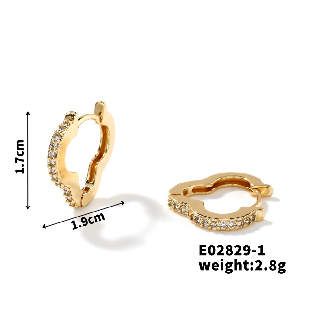 Joyería de cobre, moderna y versátil, diseño de nube geométrica, pendientes de circonita con incrustaciones de cobre, pendientes simples  COPE/46-276