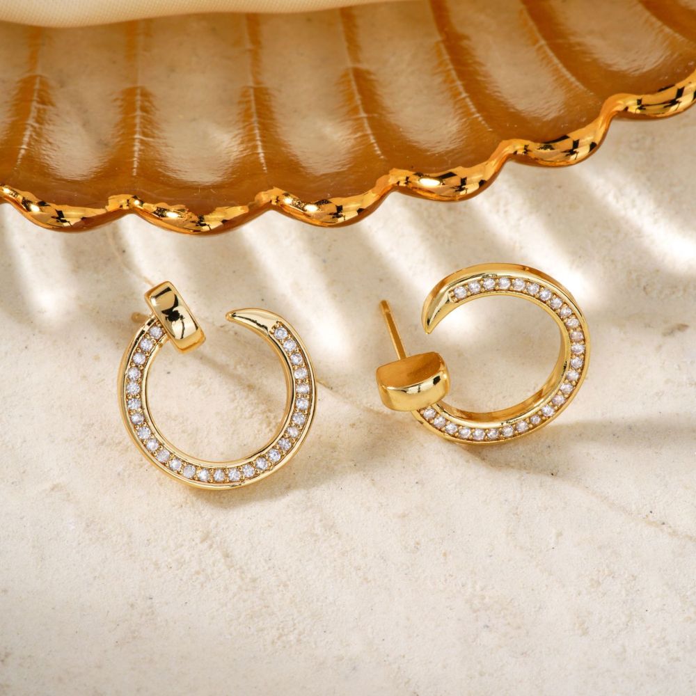 Joyas de cobre, micropavé de circonitas, pendientes de uñas, tendencias de moda, temperamento versátil, pendientes y pendientes  COPE/46-286