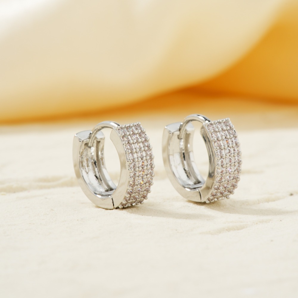 Joyas de cobre, aretes con micropavé de circonitas, modernos y versátiles, estilo de viaje diario, aretes de tres hileras de diamantes  COPE/46-289