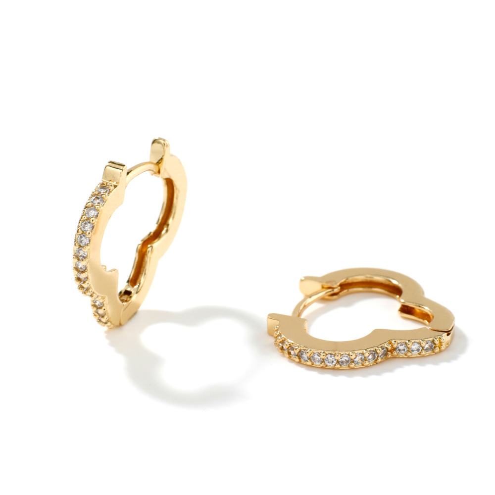 Joyería de cobre, moderna y versátil, diseño de nube geométrica, pendientes de circonita con incrustaciones de cobre, pendientes simples  COPE/46-276