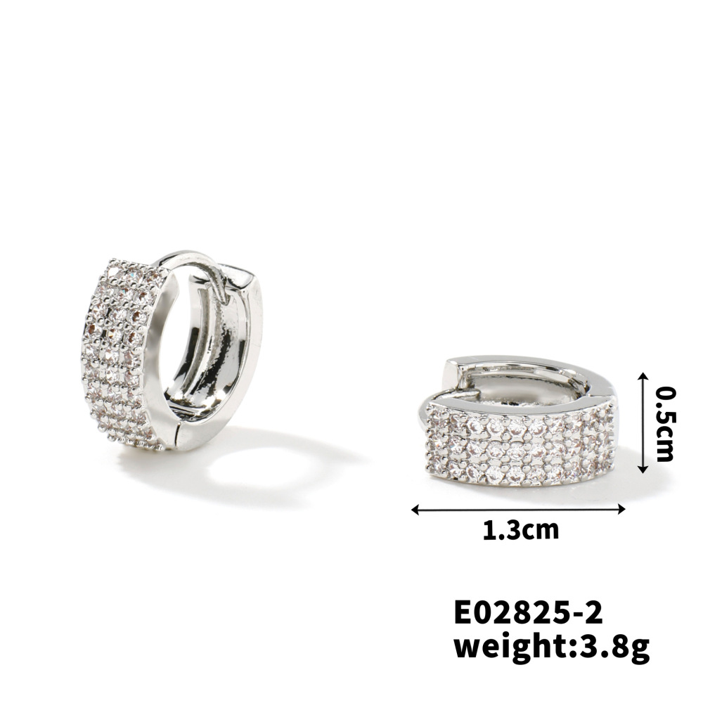 Joyas de cobre, aretes con micropavé de circonitas, modernos y versátiles, estilo de viaje diario, aretes de tres hileras de diamantes  COPE/46-289
