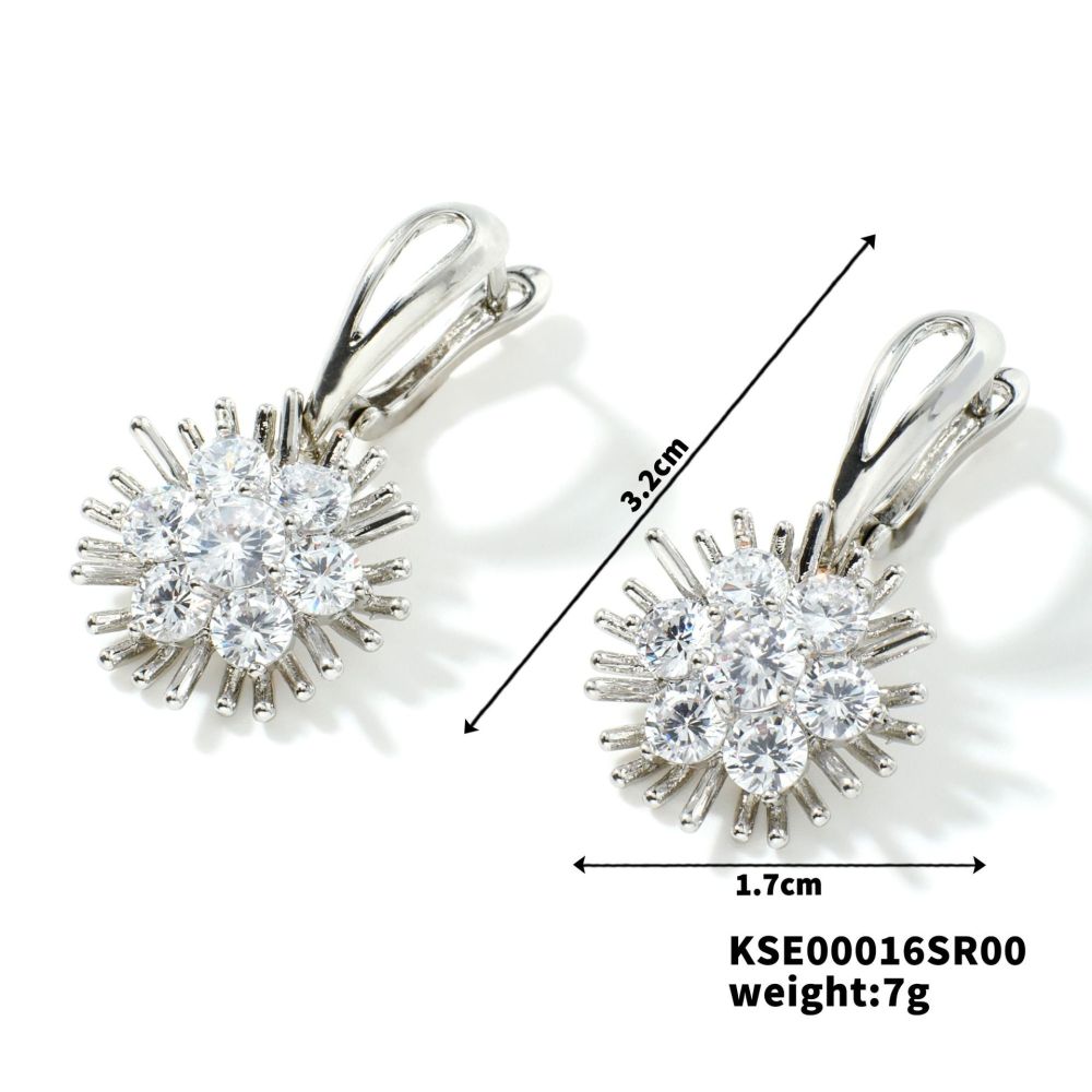Joyería de cobre Pendientes de circonio micropavimentados Diseño de nicho Pendientes de girasol Estilo de lujo ligero Joyería de oreja simple y versátil  COPE/46-295