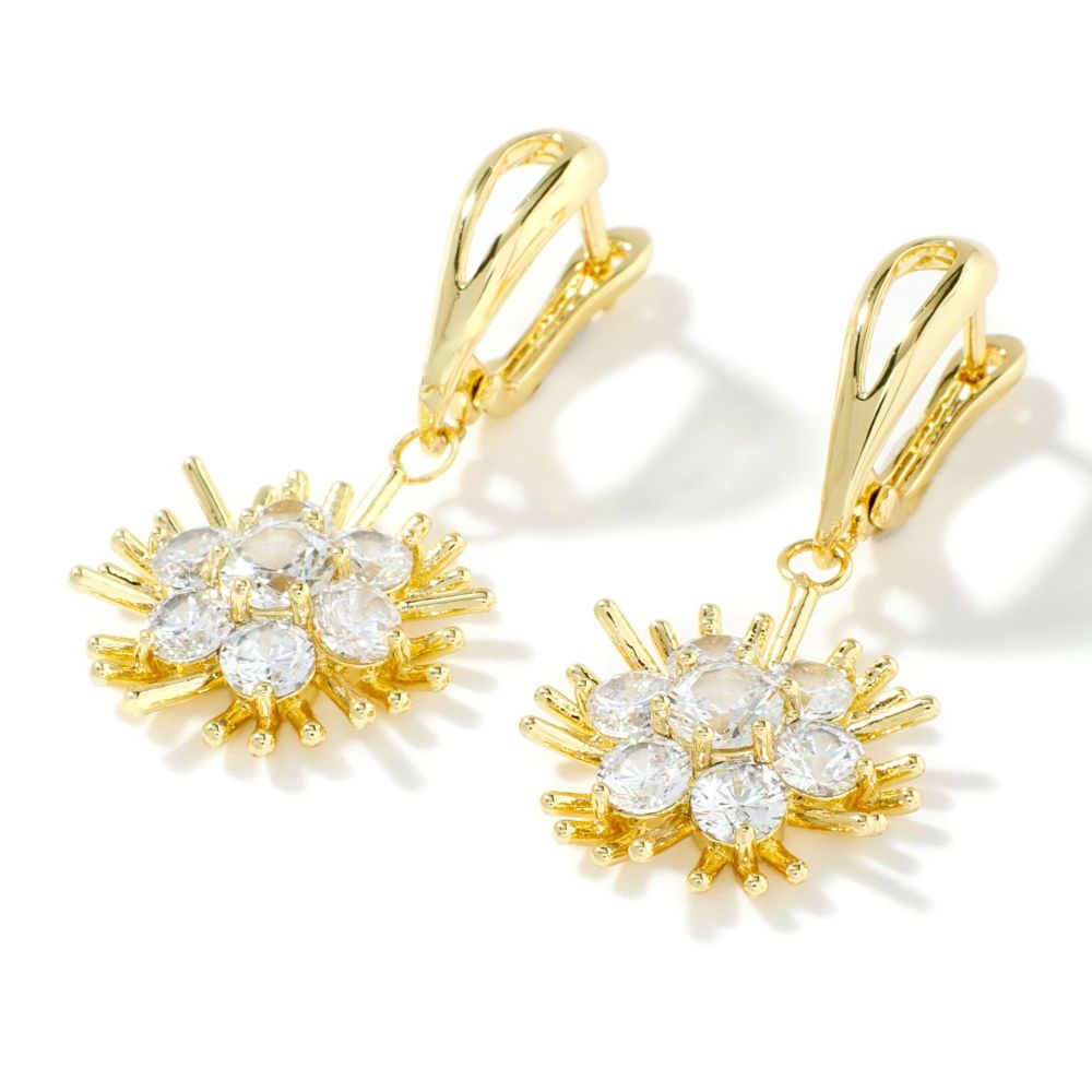 Joyería de cobre Pendientes de circonio micropavimentados Diseño de nicho Pendientes de girasol Estilo de lujo ligero Joyería de oreja simple y versátil  COPE/46-295