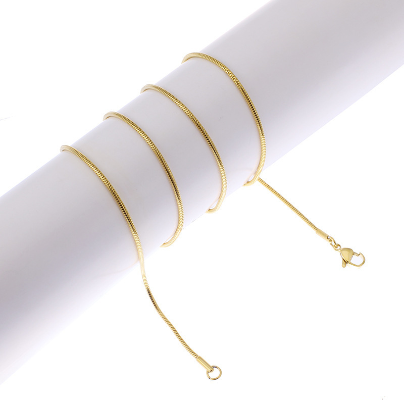 Cadena de serpiente cifrada, collar bañado en oro de 18K, cadena de hueso redondo de acero inoxidable, cadena de hueso de serpiente, collar de acero titanio, venta al por mayor sencilla y personalizada  ACRN/49-303