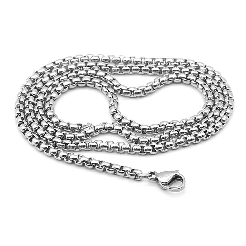 Cadena de suéter de perlas cuadradas, accesorios de cadena de suéter de cadena de acero de titanio Retro literario para hombres