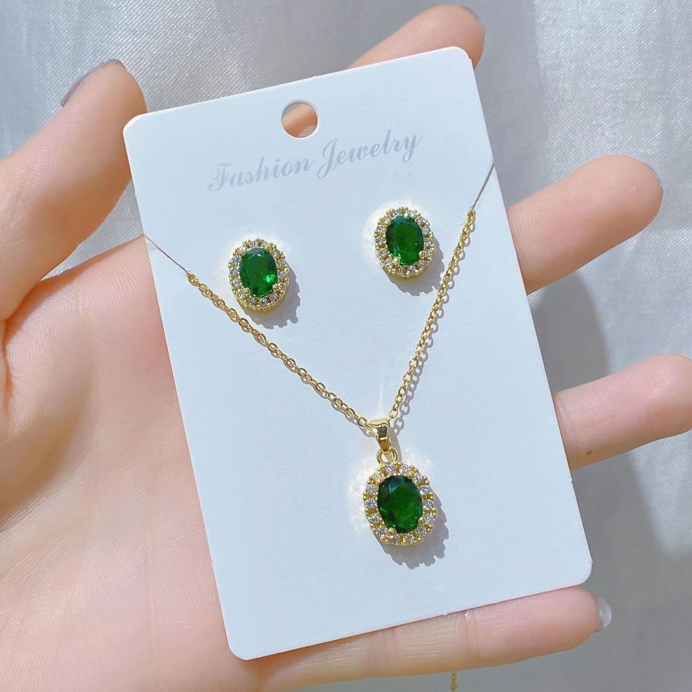 Joyas de cobre, cadena de acero de titanio, accesorios de cobre, diseño de nicho, circón con incrustaciones de diamantes, conjunto de joyas  COPSS/55-313