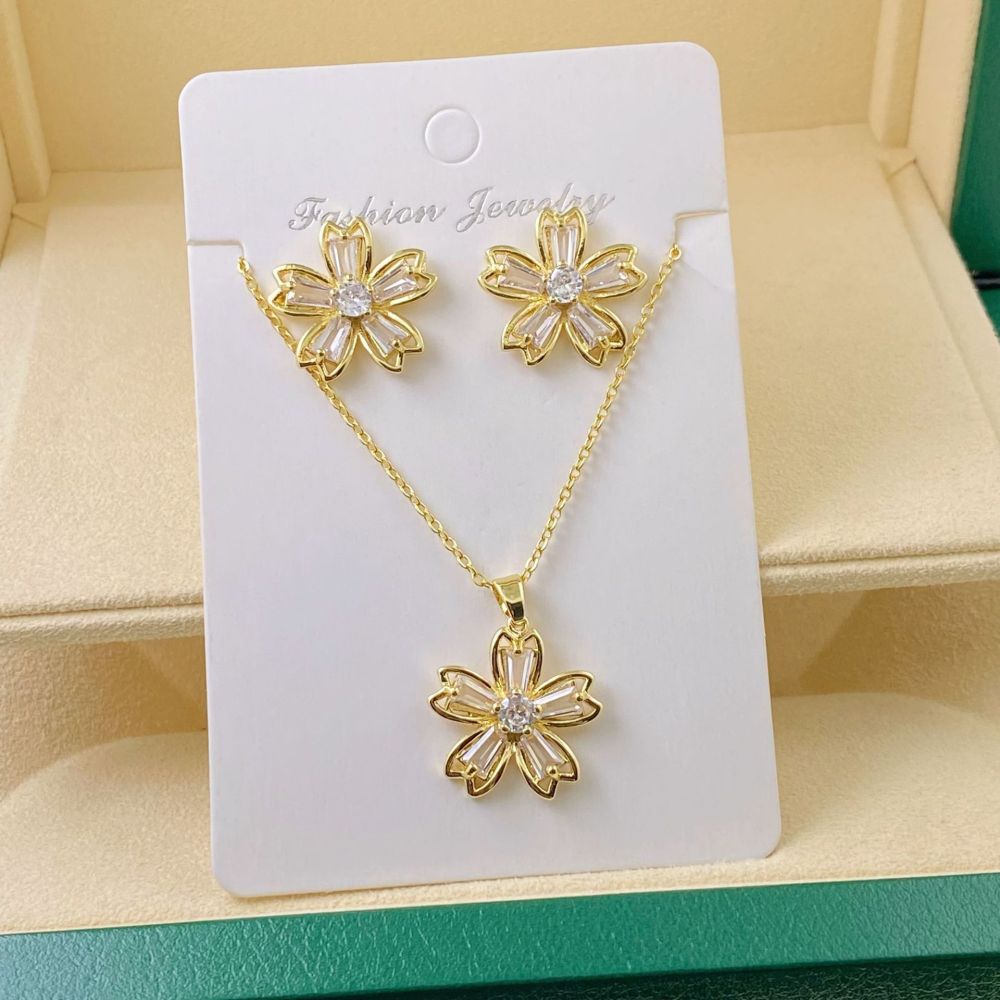 Joyas de cobre, cadena de acero de titanio, accesorios de cobre, diseño de nicho, circón con incrustaciones de diamantes, conjunto de joyas  COPSS/55-313