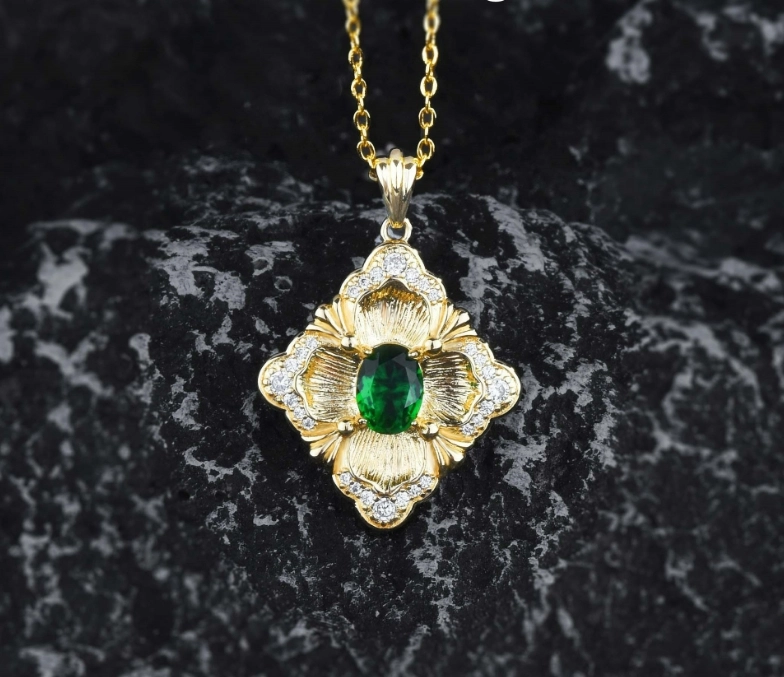 Artesanía de elevación, conjunto de joyas de cobre, esmeralda vintage, pendientes colgantes, anillo de piedras preciosas de colores  COPSS/56-316