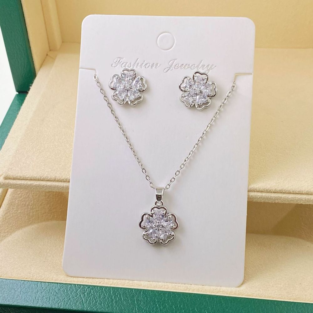 Joyas de cobre, cadena de acero de titanio, accesorios de cobre, diseño de nicho, circón con incrustaciones de diamantes, conjunto de joyas  COPSS/55-313
