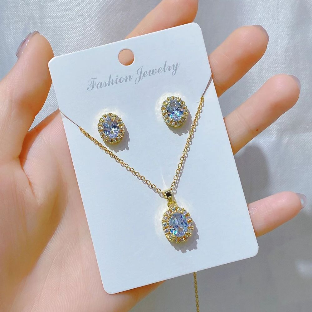 Joyas de cobre, cadena de acero de titanio, accesorios de cobre, diseño de nicho, circón con incrustaciones de diamantes, conjunto de joyas  COPSS/55-313