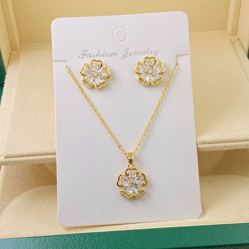 Joyas de cobre, cadena de acero de titanio, accesorios de cobre, diseño de nicho, circón con incrustaciones de diamantes, conjunto de joyas  COPSS/55-313