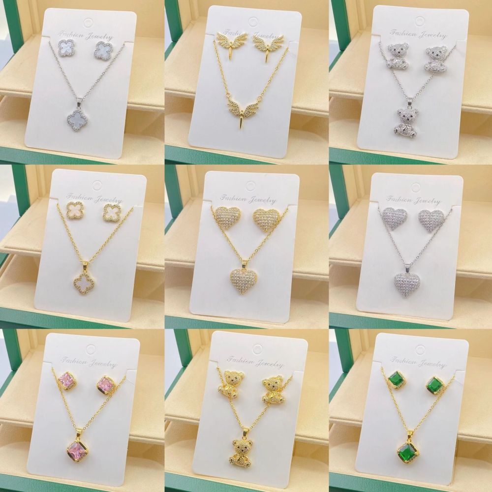 Joyas de cobre, cadena de acero de titanio, accesorios de cobre, diseño de nicho, circón con incrustaciones de diamantes, conjunto de joyas  COPSS/55-313